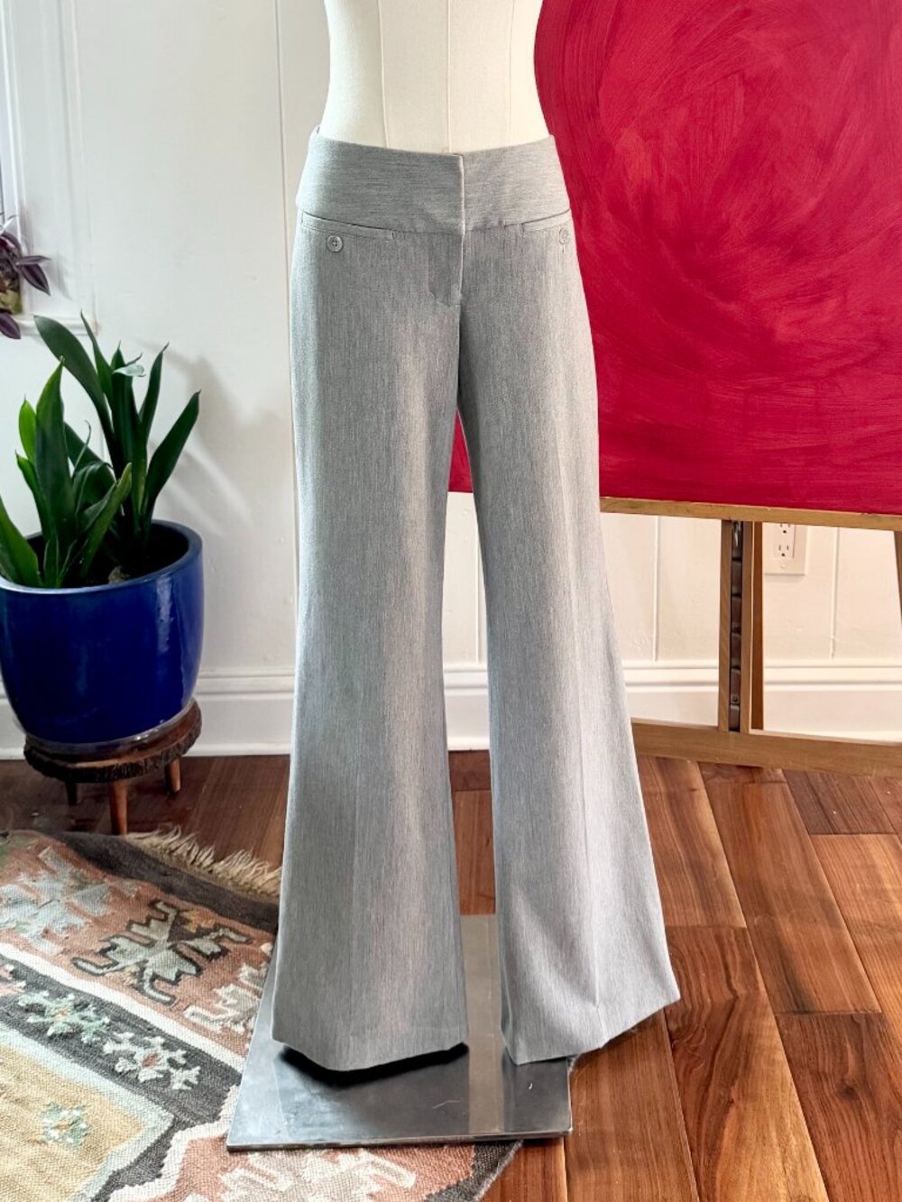 Express Editor Gray Flare Boot Cut Trousers / Pants 0R